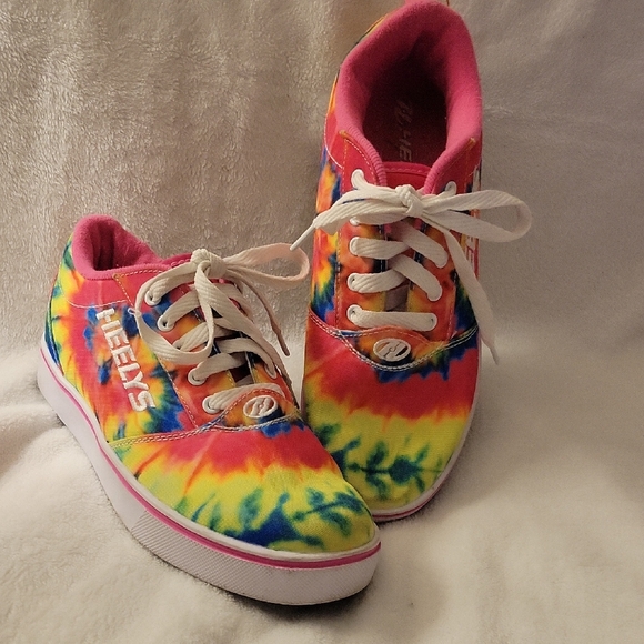 Heelys Pink and Yellow Tie-Dye Sneakers Size 8 - Picture 1 of 9